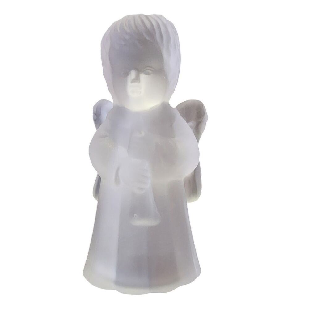 Clear Frosted Christmas Angel Candleholder